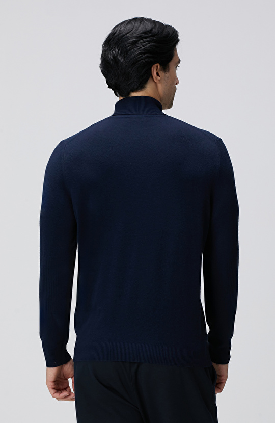 Lacivert Balıkçı Yaka Triko Kazak