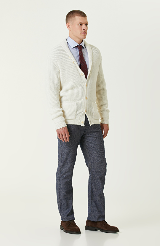 Mavi Beyaz Non-Iron Çizgili Gömlek