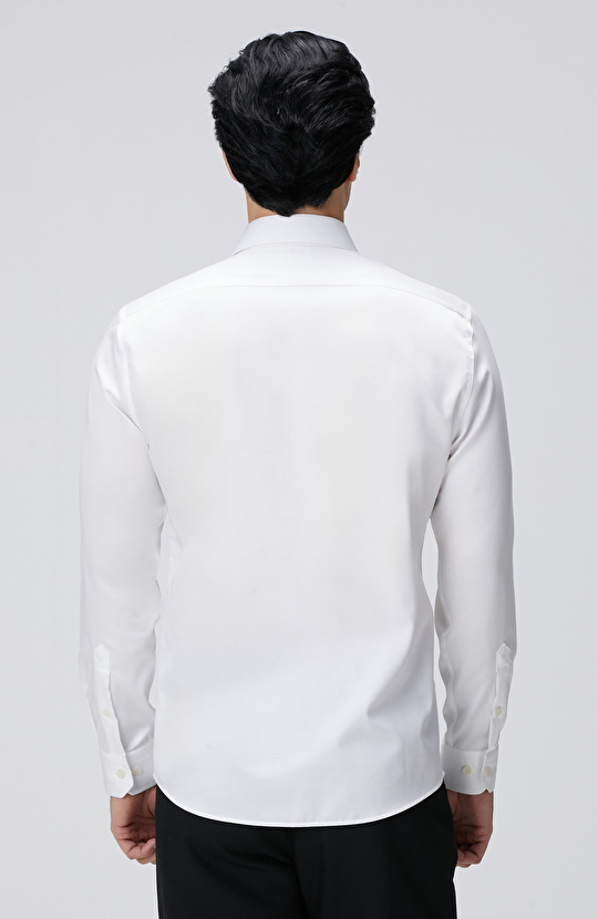 Beyaz Non-Iron Saten Gömlek