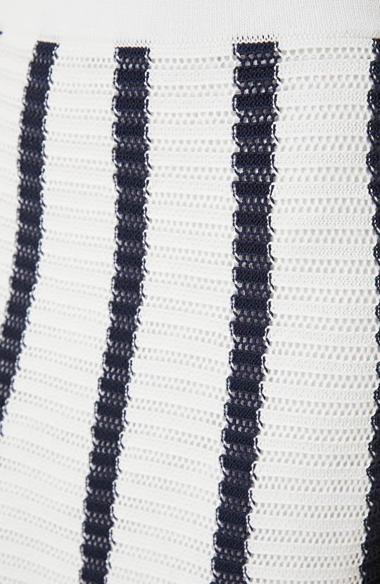 Lacivert Ekru Triko Etek