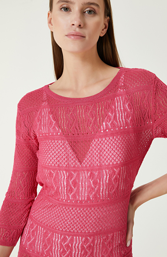 Fuşya Maksi Plaj Elbisesi