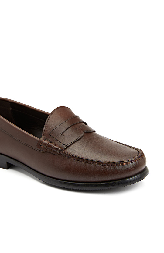 Kahverengi Kadın Deri Loafer