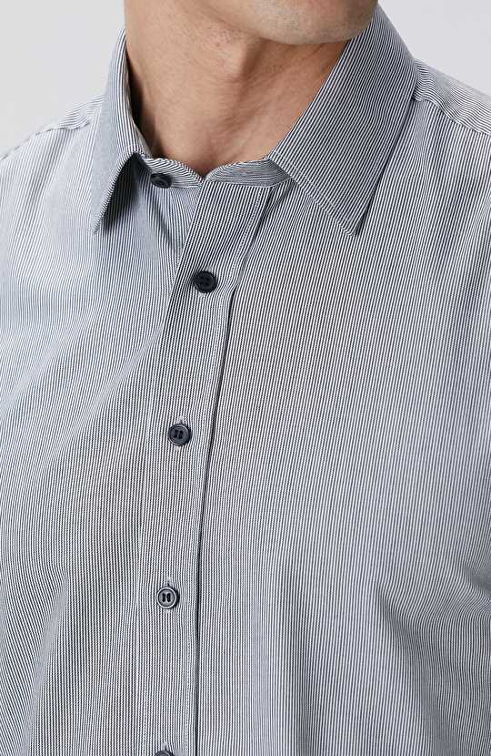 Siyah Super Non-Iron Çizgili Gömlek