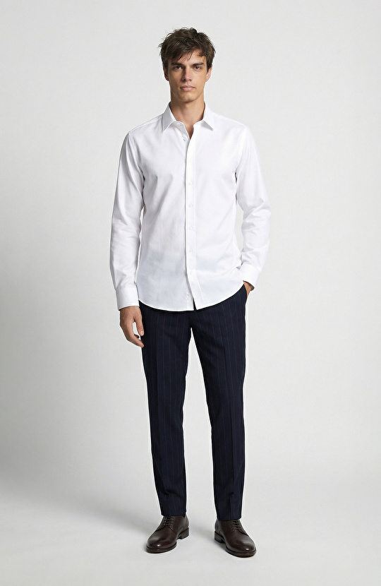 Beyaz Non-iron Saten Gömlek