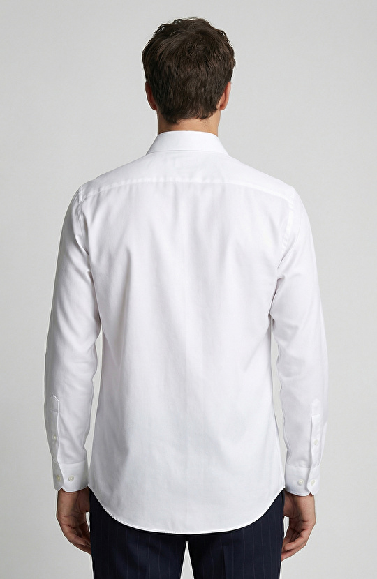 Beyaz Non-iron Saten Gömlek