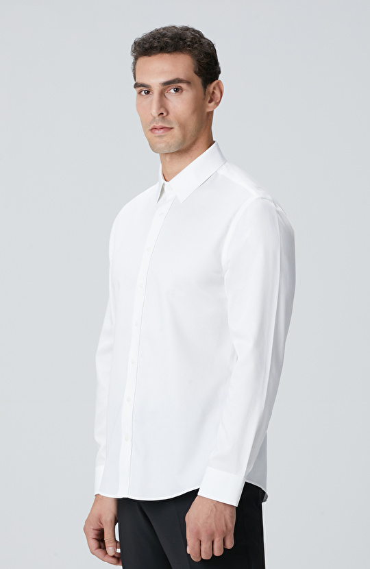 Non-Iron Beyaz Saten Gömlek