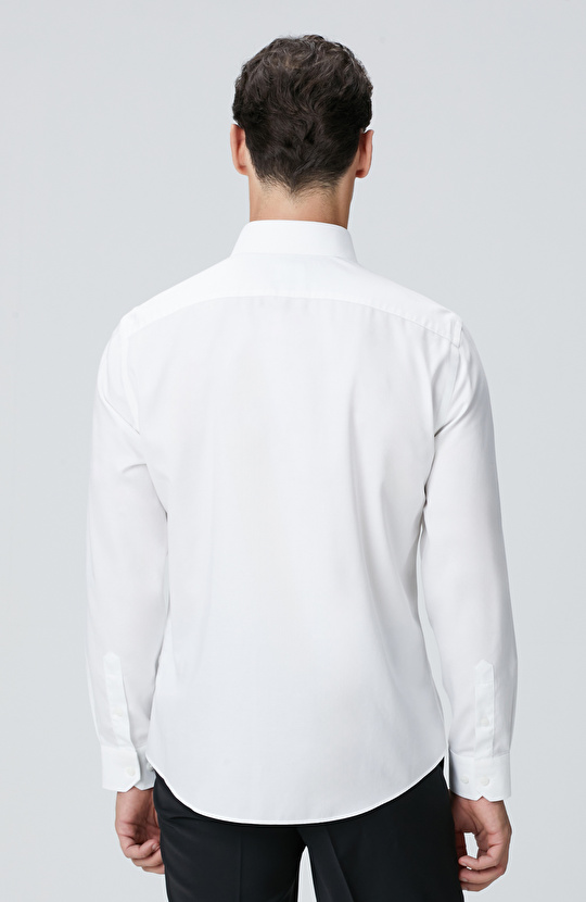 Non-Iron Beyaz Saten Gömlek