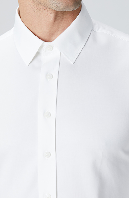 Non-Iron Beyaz Saten Gömlek