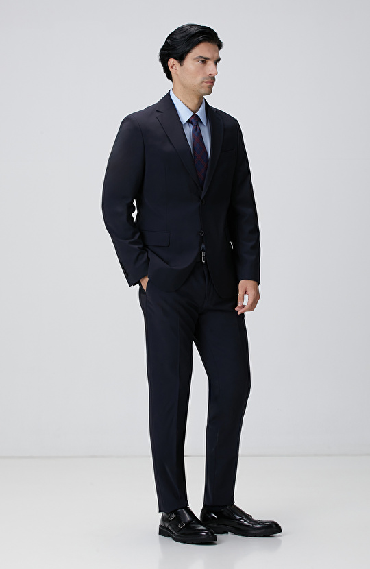 Non-Iron Mavi Saten Gömlek