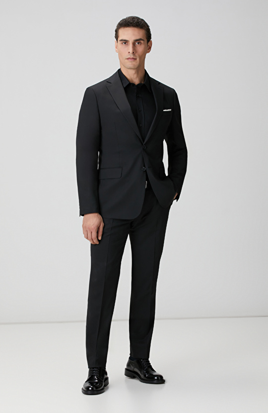 Non-Iron Siyah Saten Gömlek