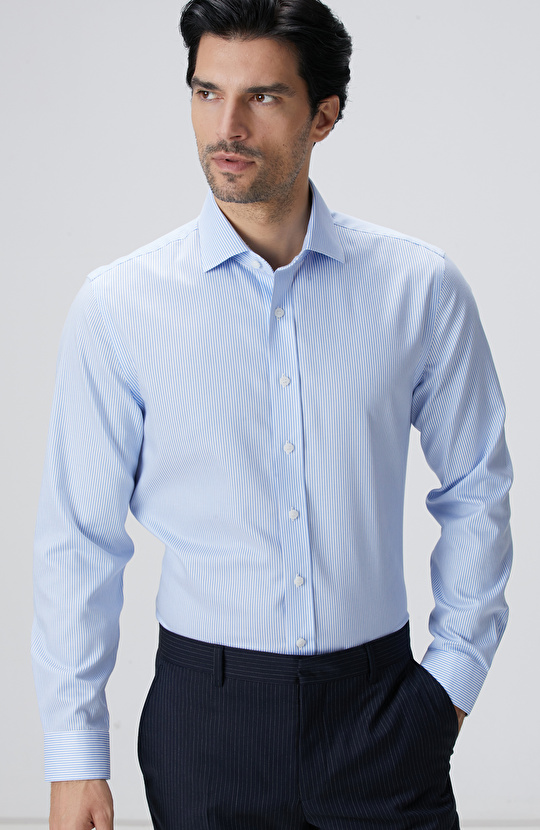 Açık Mavi Non-Iron Gömlek