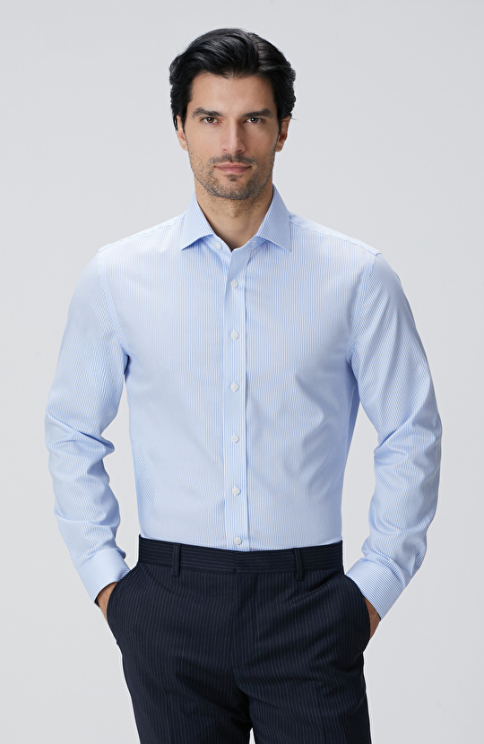 Açık Mavi Non-Iron Gömlek