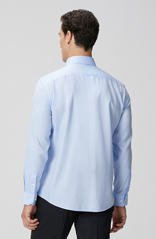 Non-Iron Mavi Balıksırtı Desenli Gömlek