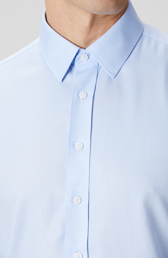 Non-Iron Mavi Balıksırtı Desenli Gömlek