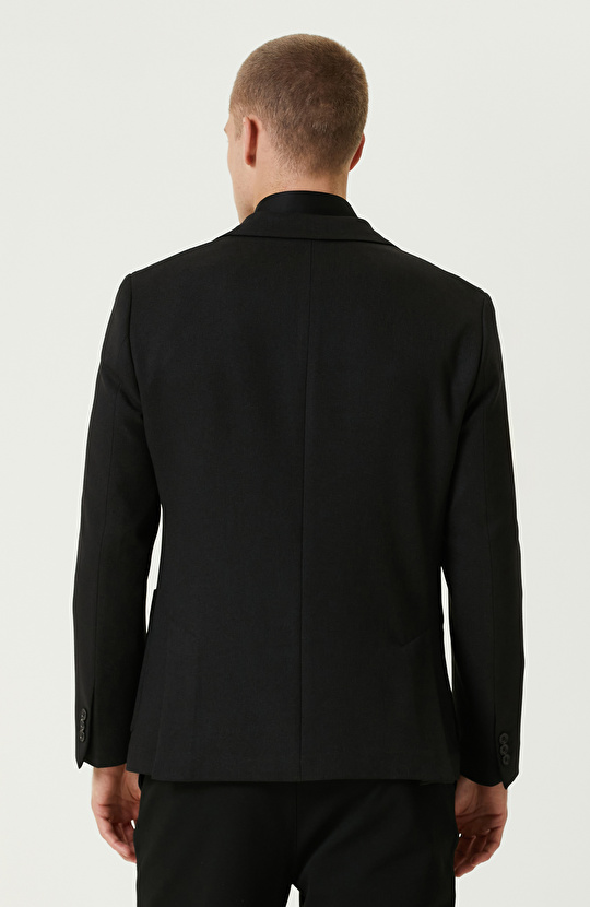 Siyah N-Tech Çift Yırtmaç Diyagonal Ceket