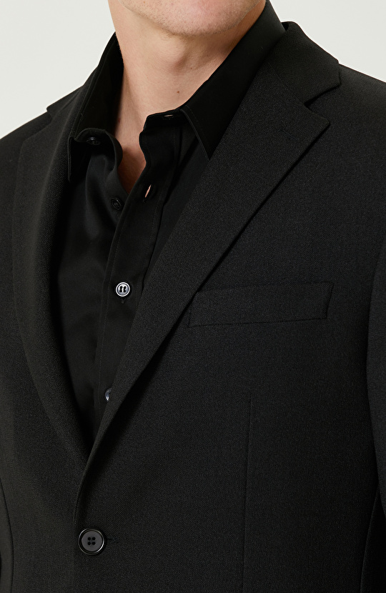 Siyah N-Tech Çift Yırtmaç Diyagonal Ceket