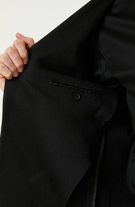 Siyah N-Tech Çift Yırtmaç Diyagonal Ceket