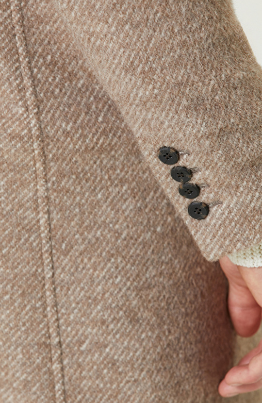 Bej Zegna Kumaştan Üretilmiş Limited Yün-Laşmir Karışımlı Palto