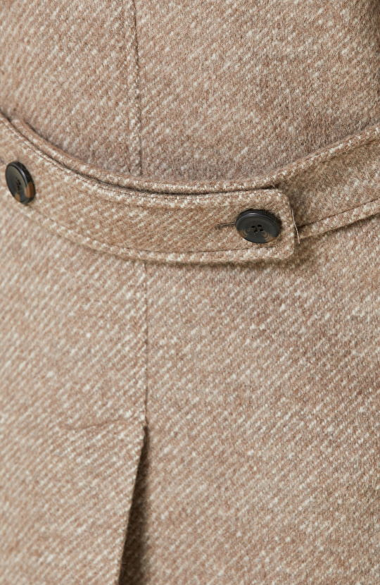 Bej Zegna Kumaştan Üretilmiş Limited Yün-Laşmir Karışımlı Palto