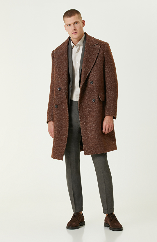 Karamel Zegna Kumaştan Üretilmiş Limited Yün-Laşmir Karışımlı Palto