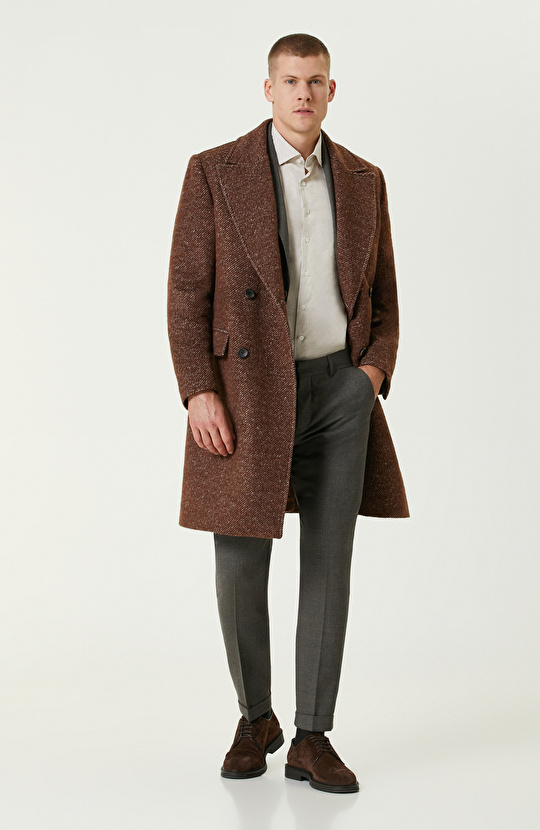 Karamel Zegna Kumaştan Üretilmiş Limited Yün-Laşmir Karışımlı Palto