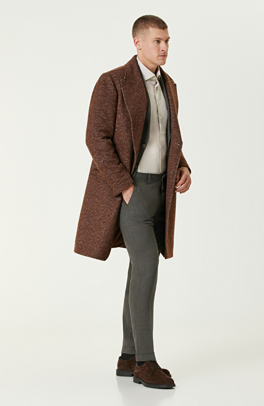 Karamel Zegna Kumaştan Üretilmiş Limited Yün-Laşmir Karışımlı Palto