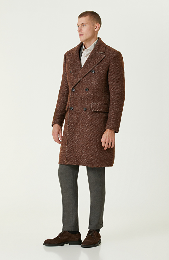 Karamel Zegna Kumaştan Üretilmiş Limited Yün-Laşmir Karışımlı Palto