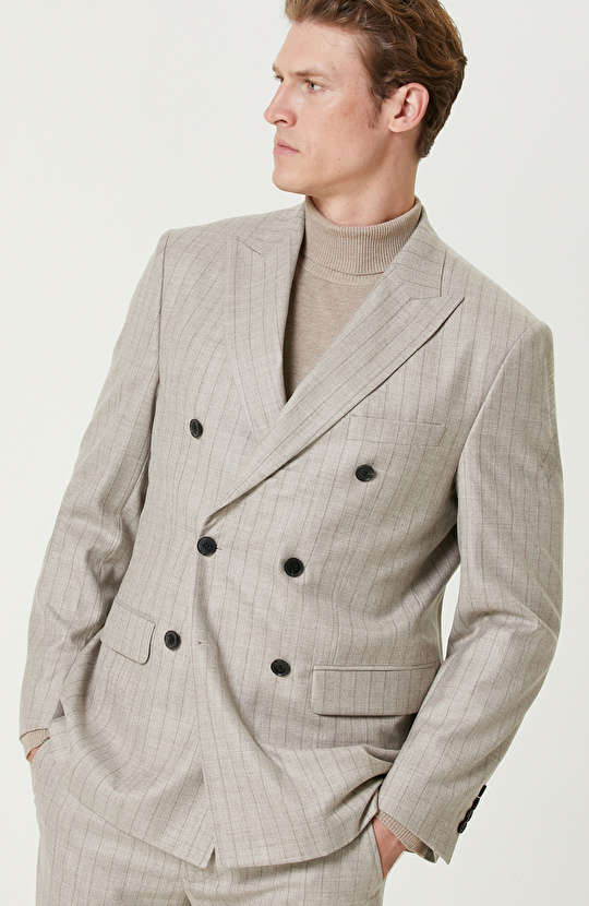 Bej Limited Yün Çift Yırtmaç Takım Elbise