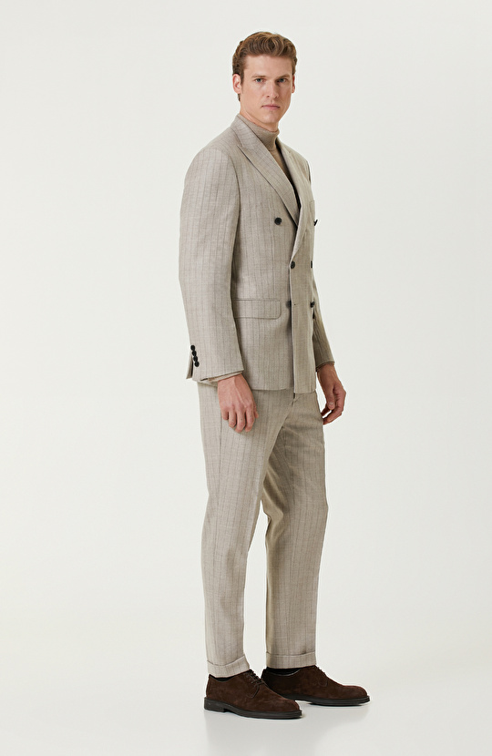 Bej Limited Yün Çift Yırtmaç Takım Elbise