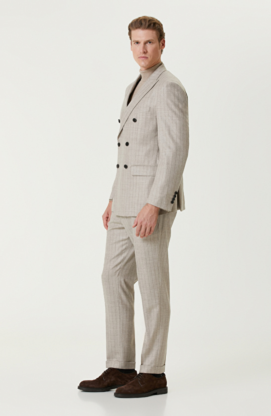 Bej Limited Yün Çift Yırtmaç Takım Elbise