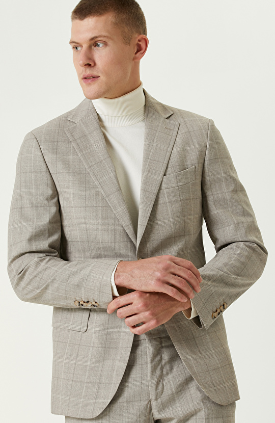 Loro Piana Kumaşıyla Üretilmiş Bej Limited  Yün Takım Elbise