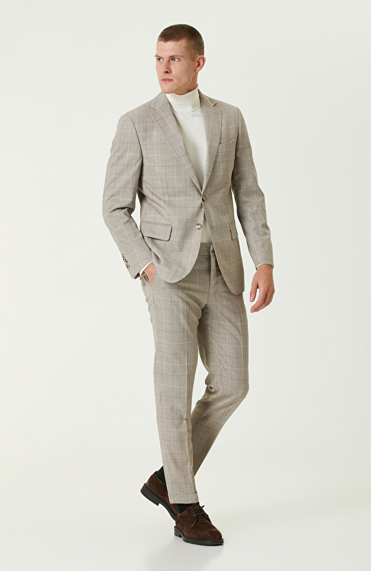 Loro Piana Kumaşıyla Üretilmiş Bej Limited  Yün Takım Elbise