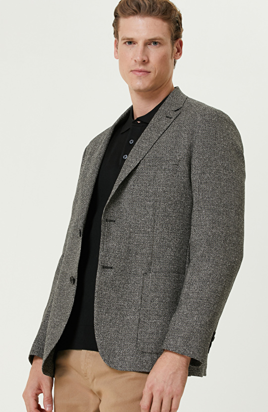 Haki Yün Karışımlı Ceket