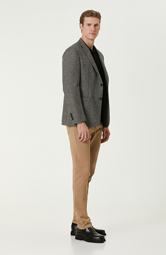 Haki Yün Karışımlı Ceket