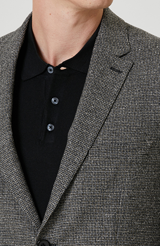 Haki Yün Karışımlı Ceket