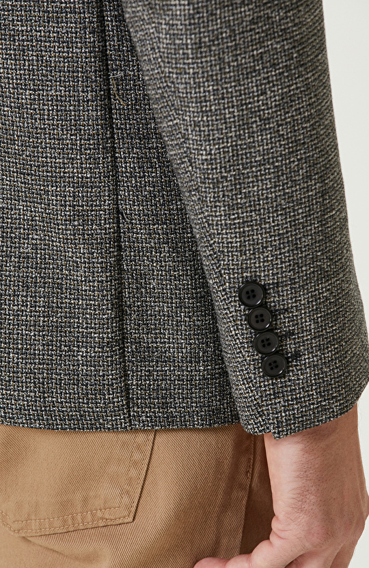 Haki Yün Karışımlı Ceket