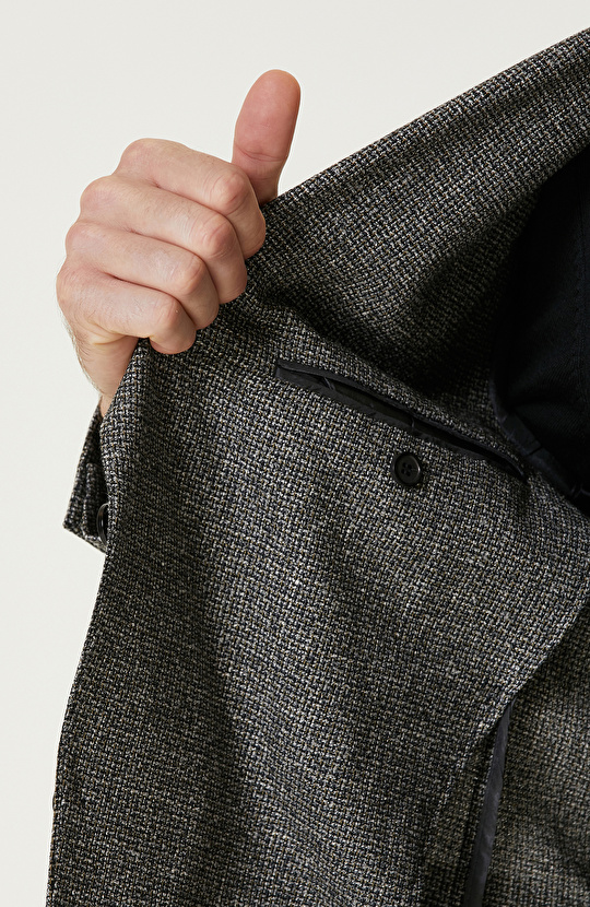 Haki Yün Karışımlı Ceket