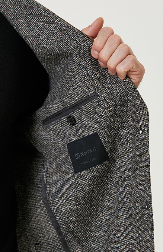 Haki Yün Karışımlı Ceket