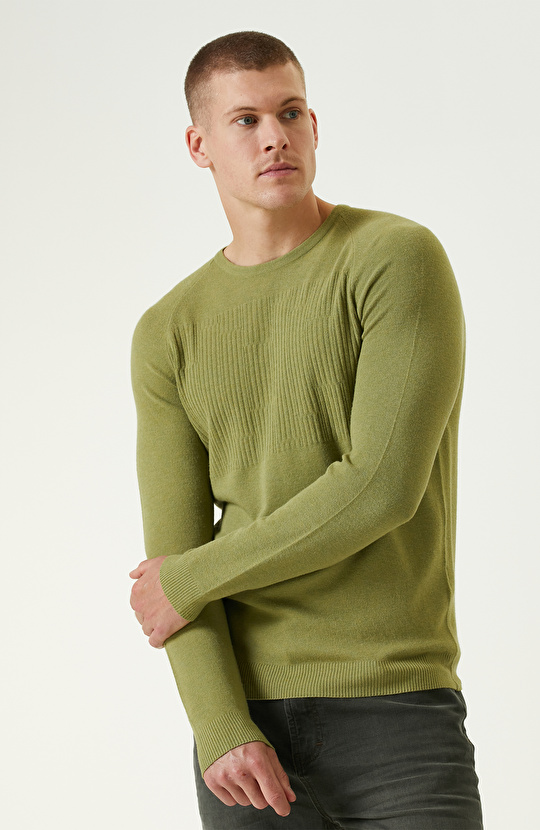 Fıstık Yeşili Basic Triko Kazak