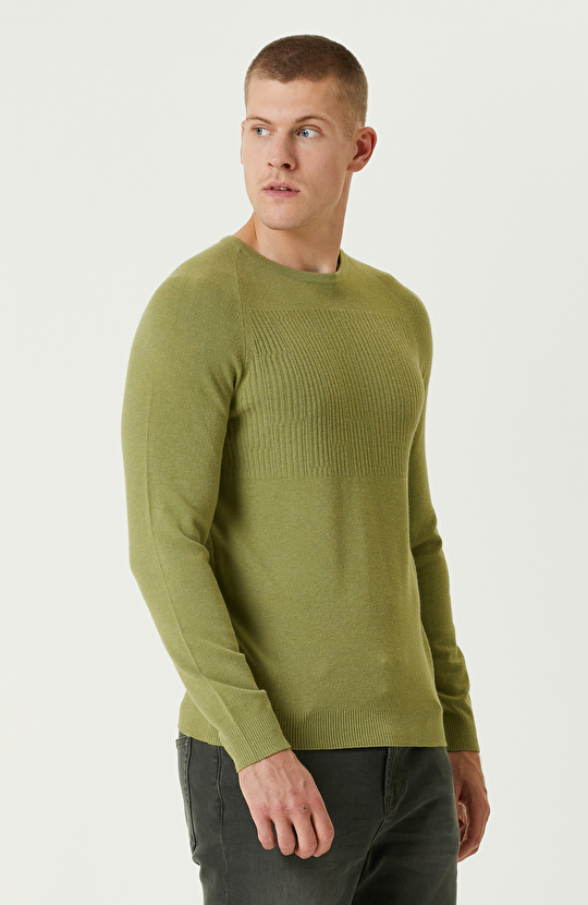 Fıstık Yeşili Basic Triko Kazak