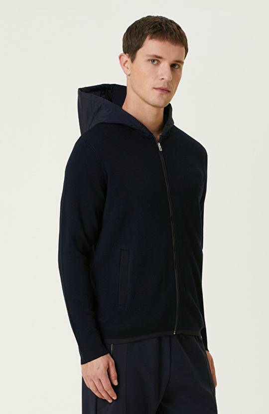 Lacivert N-Tech Yün Karışımlı Hırka