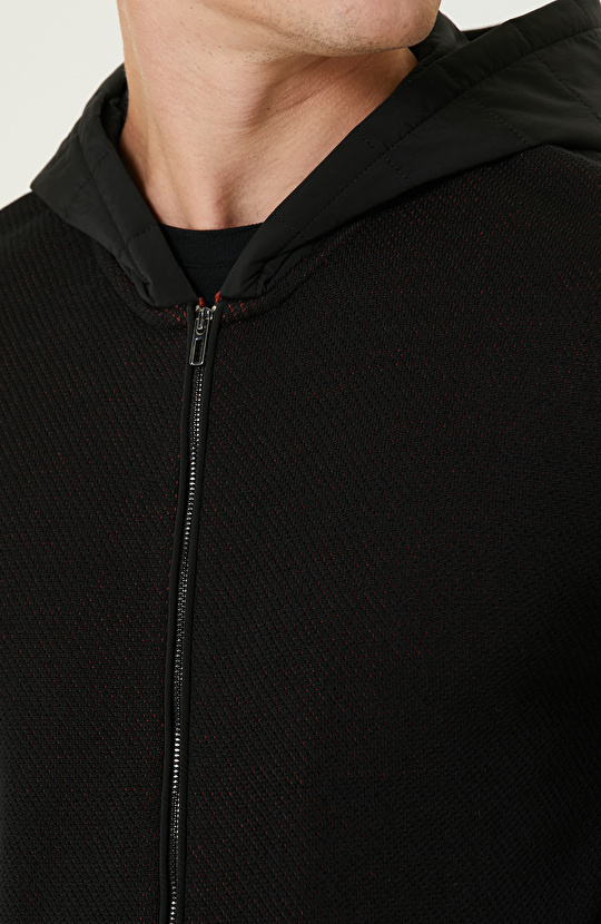 Siyah N-Tech Yün Karışımlı Hırka