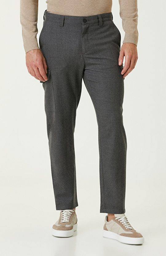 Gri Yün Karışımlı Pantolon