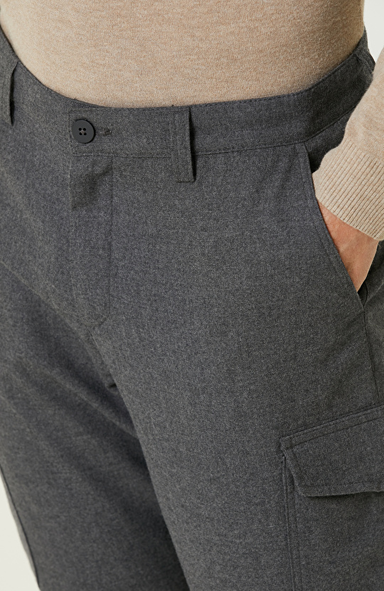 Gri Yün Karışımlı Pantolon