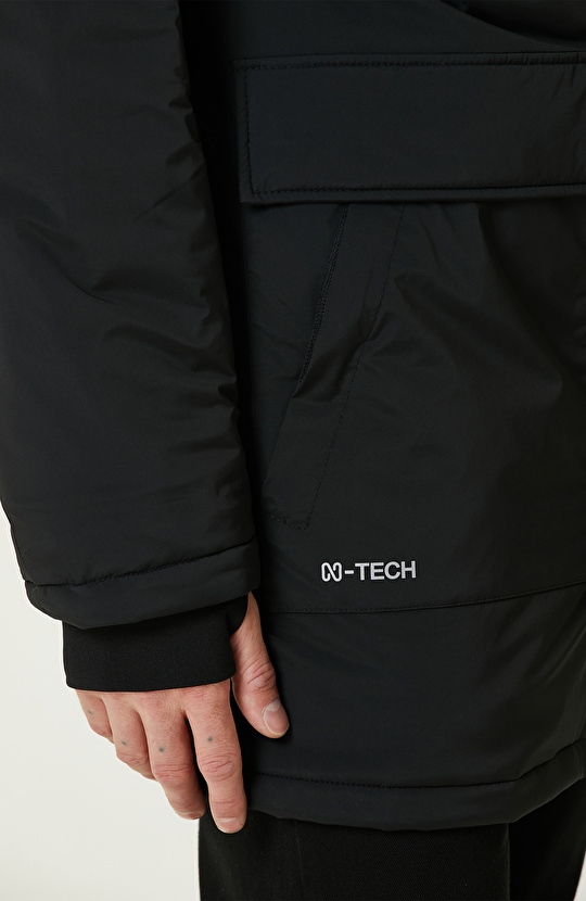Siyah N-Tech Kapüşonlu Casual Kaban