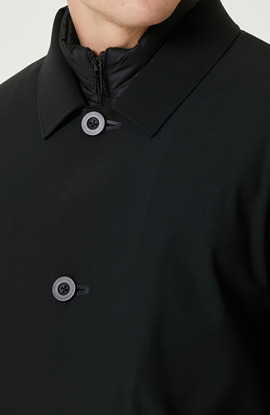 Siyah N-Tech Çıkma Mostralı Casual Kaban