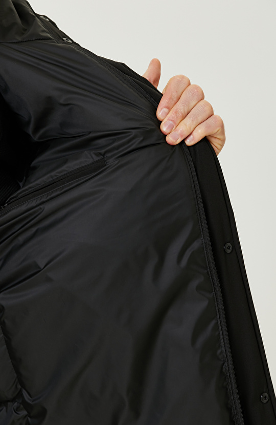 Siyah Kapüşonlu  Puffer Casual Kaban