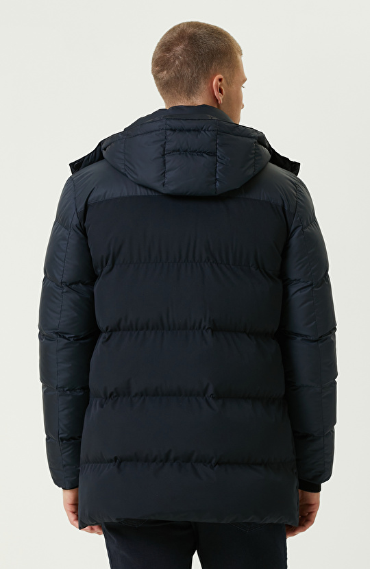 Lacivert Kapüşonlu  Puffer Casual Kaban