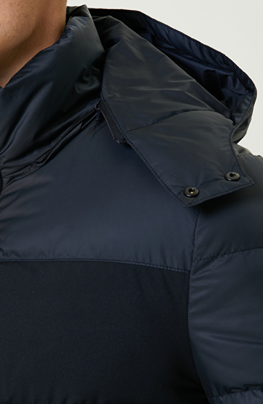Lacivert Kapüşonlu  Puffer Casual Kaban