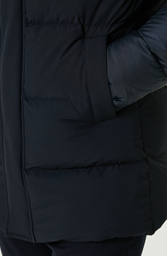 Lacivert Kapüşonlu  Puffer Casual Kaban